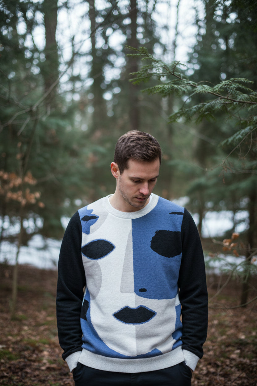 Knitted crew neck sweater - Vibe - Link - Product mockup