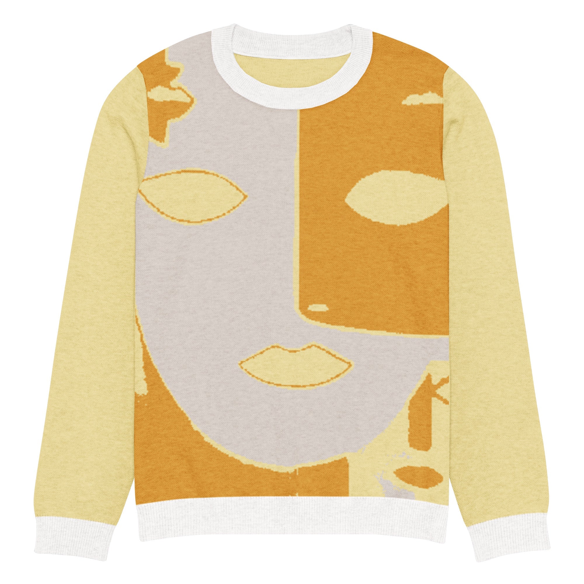 Premium Knitted Crew Neck Sweater – 55% Cotton, 45% Polyester, Unisex, Machine Washable - Vibe - Link - Product mockup