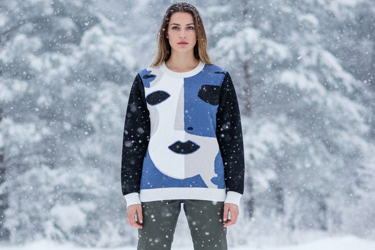 Knitted crew neck sweater - Vibe - Link - Product mockup