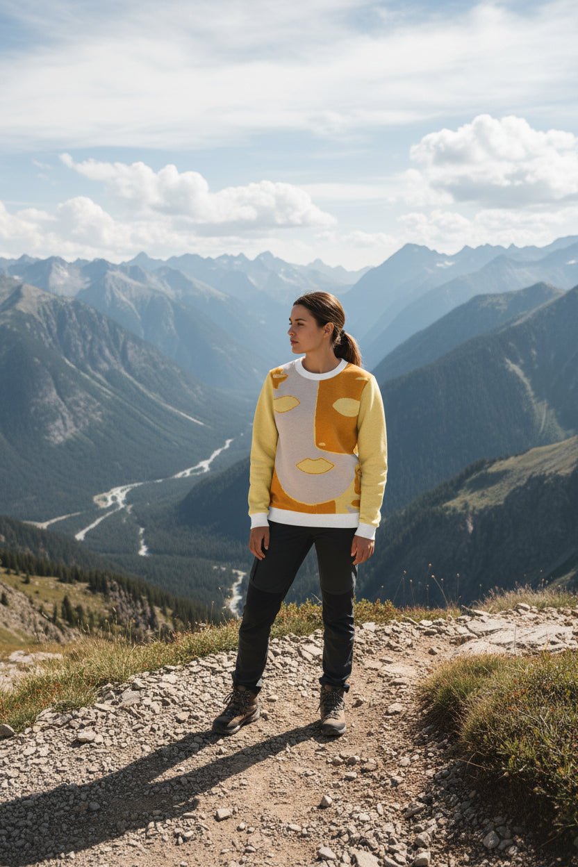 Premium Knitted Crew Neck Sweater – 55% Cotton, 45% Polyester, Unisex, Machine Washable - Vibe - Link - Product mockup